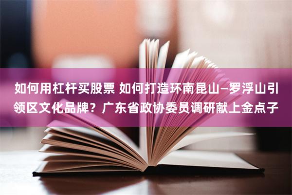 如何用杠杆买股票 如何打造环南昆山—罗浮山引领区文化品牌？广东省政协委员调研献上金点子