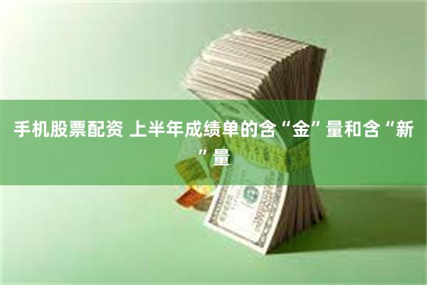 手机股票配资 上半年成绩单的含“金”量和含“新”量