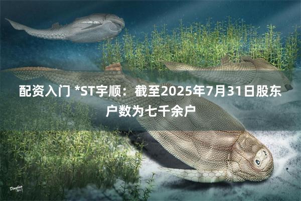 配资入门 *ST宇顺：截至2025年7月31日股东户数为七千余户