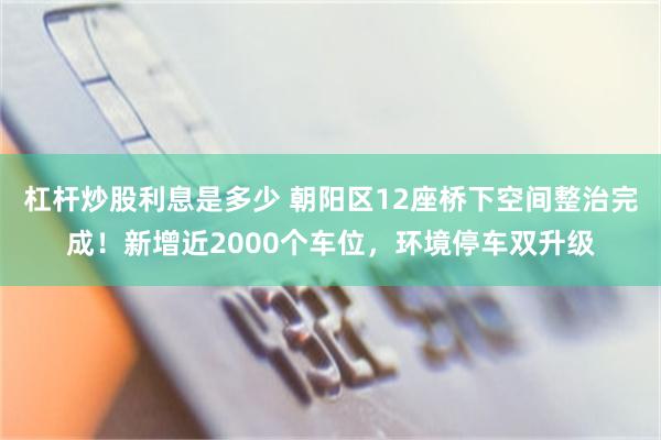 杠杆炒股利息是多少 朝阳区12座桥下空间整治完成！新增近2000个车位，环境停车双升级