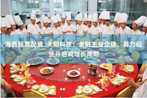 海西股票配资  天阳科技：金融主业企稳，算力租赁开启高增长周期