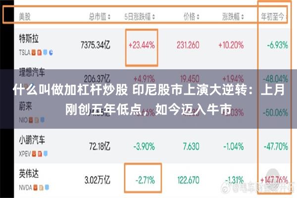 什么叫做加杠杆炒股 印尼股市上演大逆转:上月刚创五年低点,如今迈入牛市