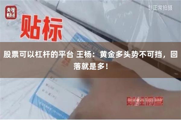 股票可以杠杆的平台 王杨：黄金多头势不可挡，回落就是多！